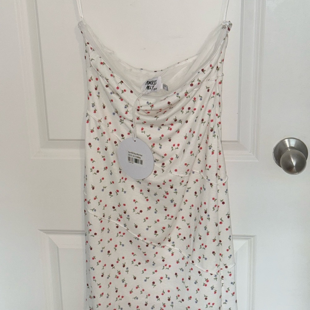 White Floral Strapless Mini Dress - Picture 5 of 5